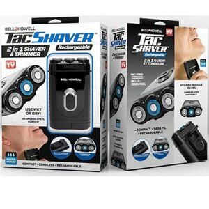 Bell + Howell Black 2 In 1 Compact Rechargeable Tac Shaver & Trimmer